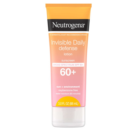Neutrogena Invisible Daily Defense SPF60+ 88ml — водостійкий сонцезахисний лосьйон, захист від UVA/UVB, для всіх відтінків
