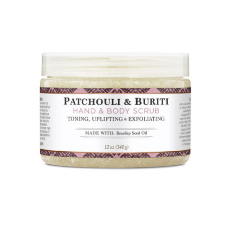 Тонізуючий скраб для тіла та рук Nubian Heritage Hand Body Scrub Patchouli Buriti 340г — екстракт пачулі, олія шипшини,
