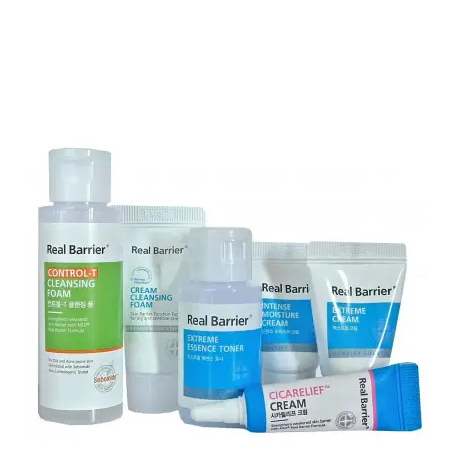Дорожній набір для чутливої проблемної шкіри Real Barrier Essential Kit 6 шт — керамідний комплекс, екстракт центели,