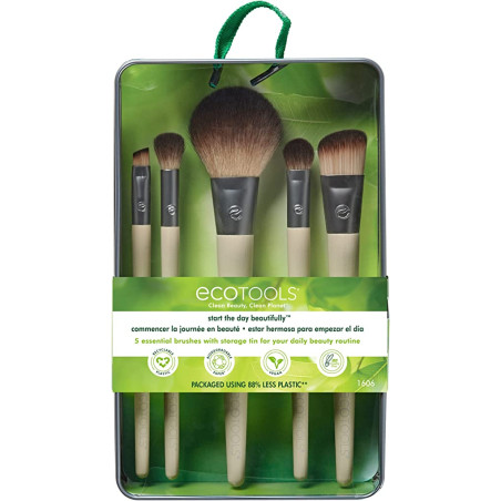 Набір для макіяжу EcoTools Makeup Brush Set 5 — кисті для тіней, тонального крему, рум'ян, коректора, дорожній кейс — вигляд