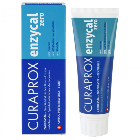 Професійна зубна паста Curaprox Enzycal Zero 75ml — без фтору, з ферментами, м'яке видалення нальоту, без SLS — вигляд товару