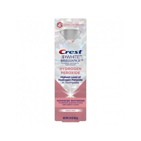 Відбілююча зубна паста Crest 3D White Brilliance Hydrogen Peroxide with Fluoride 85g — 4% пероксид водню, відбілювання до 4