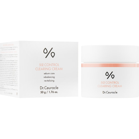 Себорегулюючий гель-крем Dr.Ceuracle 5α Control Clearing Cream 50ml — для жирної та проблемної шкіри, з екстрактом гамамелісу,
