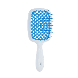 Щітка для волосся JANEKE SUPERBRUSH біла з голубим — делікатний масаж голови, легке розплутування, не електризує, для всіх