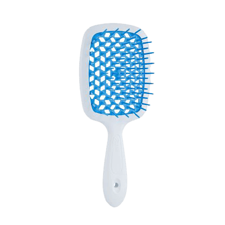 Щітка для волосся JANEKE SUPERBRUSH біла з голубим — делікатний масаж голови, легке розплутування, не електризує, для всіх