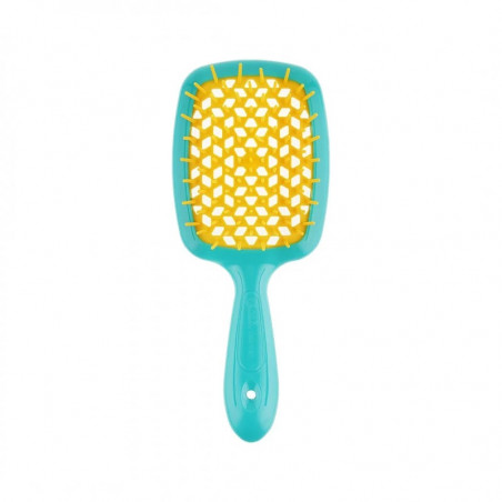 Щітка для волосся JANEKE SUPERBRUSH бірюзовий з жовтим — гнучкі нейлонові щетинки, підходить для всіх типів волосся — вигляд