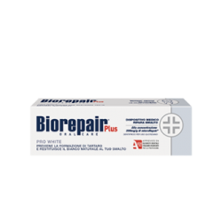 Професійна відбілююча зубна паста Biorepair Plus PRO White 75ml — з кополімером та рідкою емаллю, що відновлює емаль, знижує