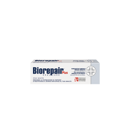 Професійна відбілююча зубна паста Biorepair Plus PRO White 75ml — з кополімером та рідкою емаллю, що відновлює емаль, знижує
