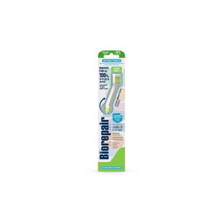 Дитяча зубна щітка 6-12 років Biorepair Medium Soft Jun — з антибактеріальним покриттям, унікальним вигином, захищає емалі та