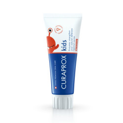 Дитяча ферментна зубна паста для перших зубчиків без фтору Curaprox Kids Strawberry Fluoride-Free з смаком полуниці 60ml