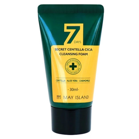 May Island 7 Days Secret Centella Cica Cleansing Foam 30ml — має антибактеріальні властивості, не залишає сухості — текстура