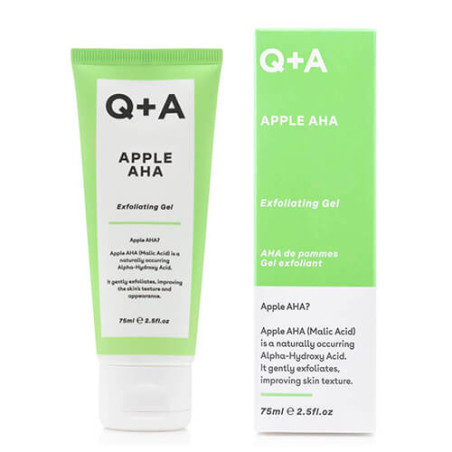 Q+A Apple AHA Exfoliating Gel 75ml — пілінг-гель для глибокого очищення шкіри, AHA кислоти яблучна молочна гліколева, освітлює