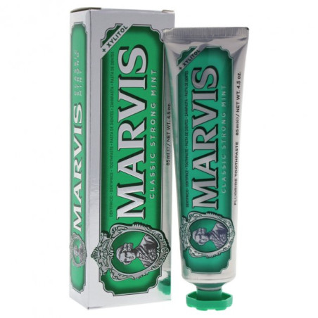Зубна паста Marvis Classic Strong Mint 85ml з прохолодною м'ятою та жасмином для зміцнення емалі, видалення нальоту та свіжого