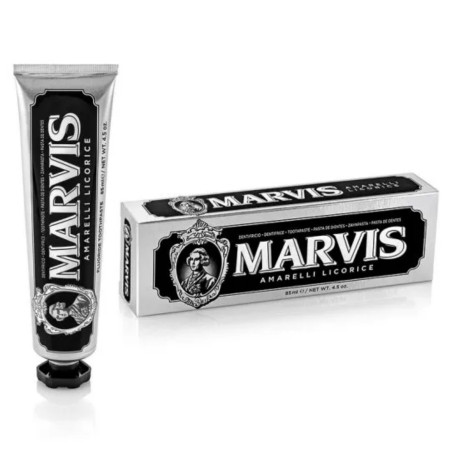 Зубна паста Marvis Amarelli Licorice 25ml з м'ятою, фтором та лакрицею для видалення нальоту, зниження ризику зубного каменю та