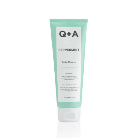 Q+A Peppermint Daily Cleanser 125ml — очищувальний гель для обличчя, м'яко очищує всі типи шкіри, екстракт перцевої м'яти та