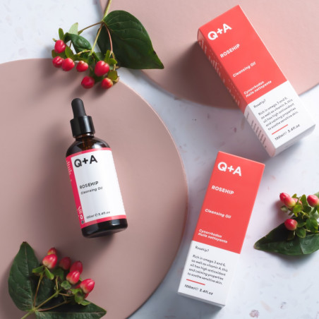 Q+A Rosehip Cleansing Oil 100ml — олія для зняття макіяжу з очей, обличчя та губ, ідеально для першого етапу очищення — вигляд