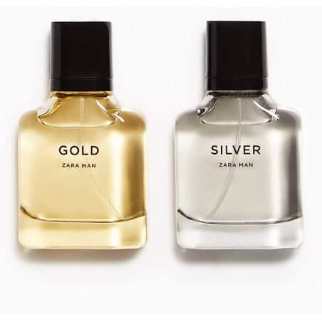 ZARA MAN SILVER 30 ml + MAN GOLD 30 ml — квіткові аромати, ноти лимона та пачулі, для чоловіків — упаковка