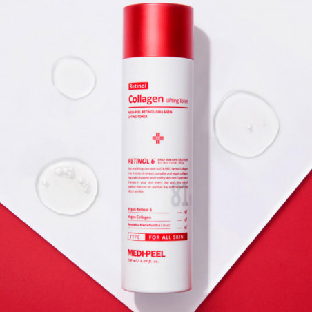 MEDI-PEEL Retinol Collagen Lifting Toner 150ml — алантоїн зволожує, ретинол підтримує колаген, екстракт троянди — текстура