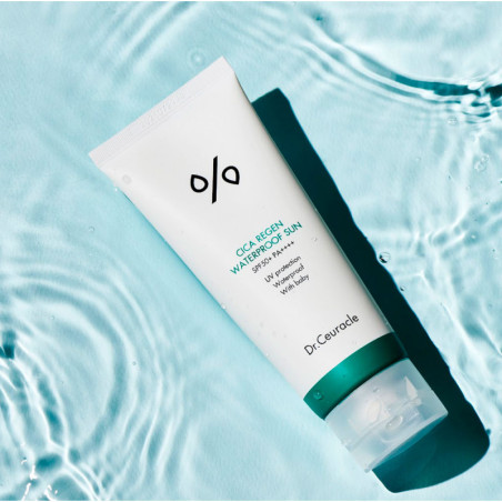 Водостійкий сонцезахисний крем Dr.Ceuracle Cica Regen Waterproof Sun SPF50+ PA++++ 100ml — відновлює пошкоджену шкіру, захищає
