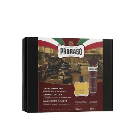 Професійний набір для гоління Proraso Duo Pack Coarse Beards 150/100ml з кремом та лосьйоном на основі олії ши та сандалового