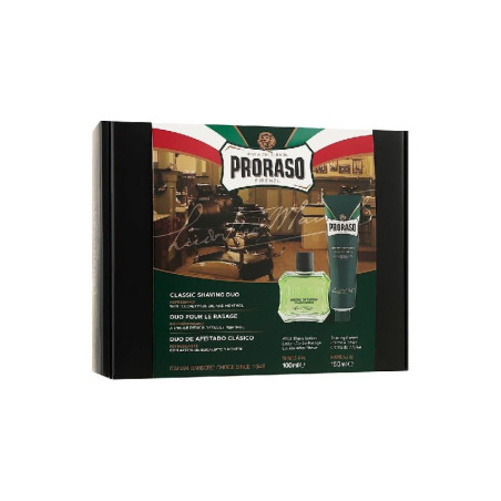 Професійний набір для гоління Proraso Duo Pack Refreshing 150/100 ml — крем для гоління та лосьйон після, з ментолом,