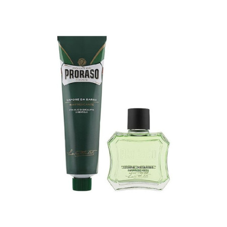 Професійний набір для гоління Proraso Duo Pack Refreshing 150/100 ml — створює густу піну, пом'якшує волосся, запобігає