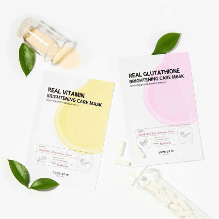 Some By Mi Real Vitamin Brightening Care Mask 20g — вирівнює тон обличчя, зміцнює шкірний бар'єр, надає природного сяйва,