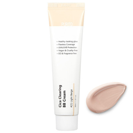 ВВ-крем Purito Cica Clearing BB cream N21 Light Beige 30ml — вирівнювання тону шкіри, захист від УФ, для всіх типів шкіри —
