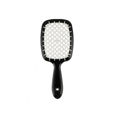 Щітка для волосся JANEKE SUPERBRUSH чорна з білим — спеціально закруглені кінчики, делікатний масаж, не електризує — вигляд