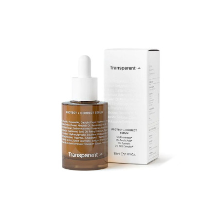Transparent Lab Protect + Correct сироватка 30ml — вітаміни A, C, E, ферулова кислота, ресвератрол — упаковка