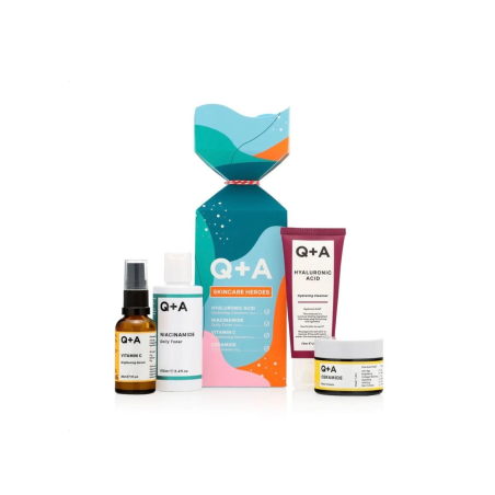 Подарунковий набір косметики Q+A Skincare Heroes — очищення, тонізація, зволоження та омолодження шкіри обличчя — текстура