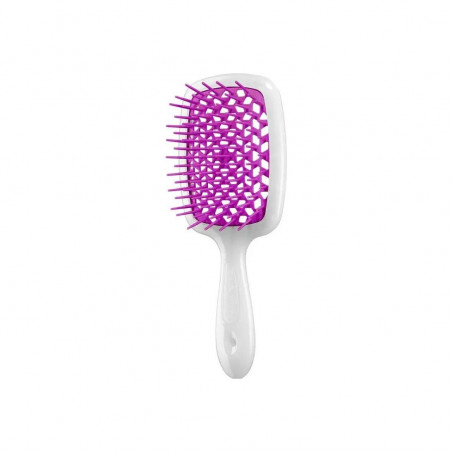 Щітка для волосся JANEKE SUPERBRUSH SMALL біла з фуксією — якісний пластик, закруглені кінчики зубців — упаковка