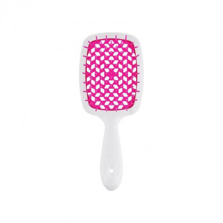 Щітка для волосся JANEKE SUPERBRUSH SMALL біла з рожевим — делікатний масаж, не електризує, для всіх типів волосся, гнучкі