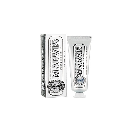 Відбілююча зубна паста Marvis Whitening Mint 25ml з м'ятою, ксилітолом та фтором для видалення нальоту, зміцнення емалі та