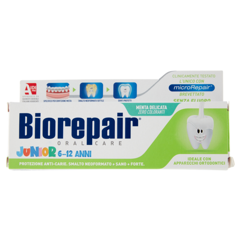 Зубна паста для дітей 6-12 років без фтору з рідкою емаллю та вітаміном E Biorepair Junior 75ml