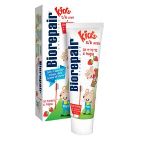 Зубна паста для дітей 0-6 років без фтору, з рідкою емаллю з екстрактом суниці Biorepair Junior Topo Gigio Cartoon 50ml