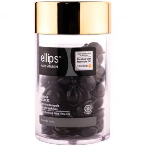 Вітаміни-олія для волосся Ellips Нічне сяйво з фундуком та олією Алое Вера Shiny black with kemiri aloe vera oil 50 шт