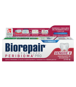 Професійна зуб паста Biorepair Peribioma для лікування та профілактики захворювань ясен, слизової з відновлюючим та вітамінним комплексом, пробіотиками 75ml