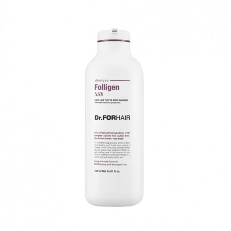 Відновлювальний шампунь для пошкодженого волосся Dr. FORHAIR Folligen Silk Shampoo, 500 мл