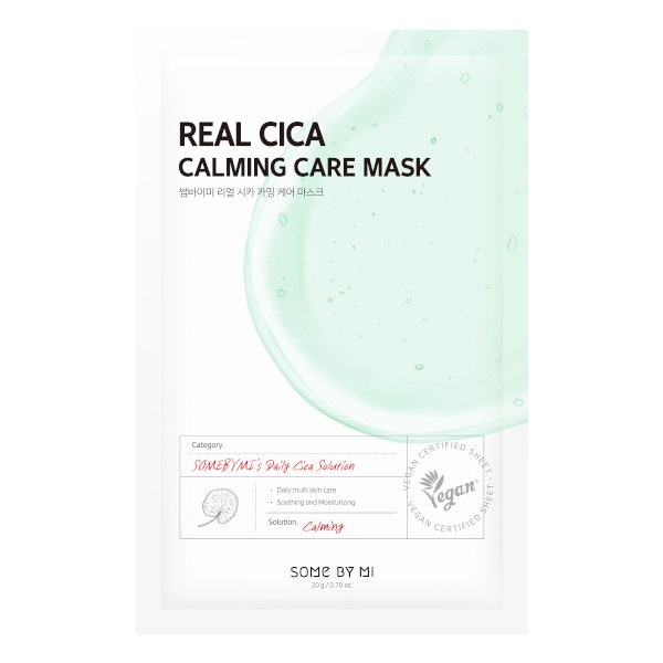Заспокійлива та відновлююча тканинна маска з екстрактом центели для чутливої шкіри обличчя Some By Mi Real Cica Calming Care Mask 20ml