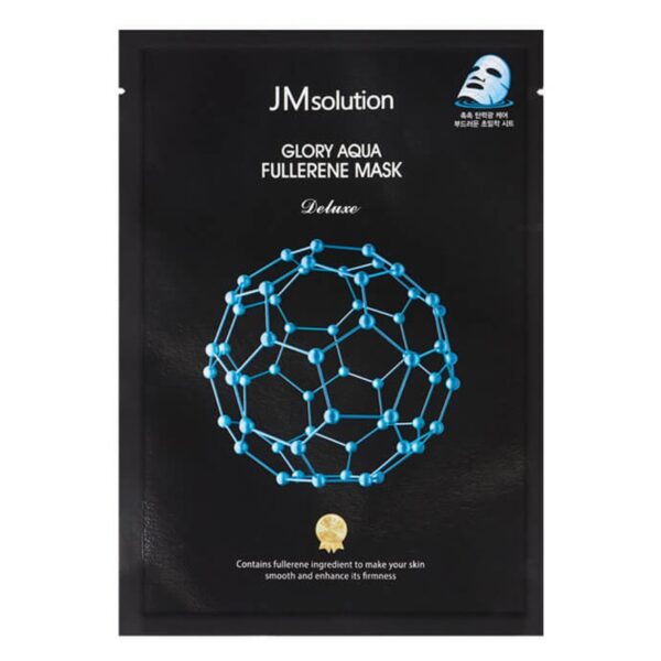 Антивікова тканинна маска з фулереном, 8-ма пептидами, 7 вид гіалур к-ти, алантоїном JMSOLUTION GLORY AQUA FULLERENE MASK DELUXE 35 ml
