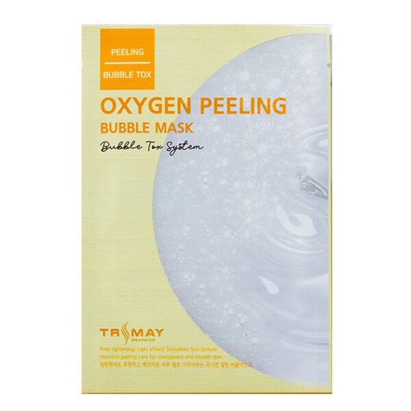 Киснева пілінг-маска для глибокого очищення шкіри обличчя та від чорних цяток з екстрактами персика, лічі, паттайі, інжиру та грейпфрута, яблучною кислотою, соком лимона та олією грейфрута Trimay, Oxygen Peeling Bubble Mask 25ml