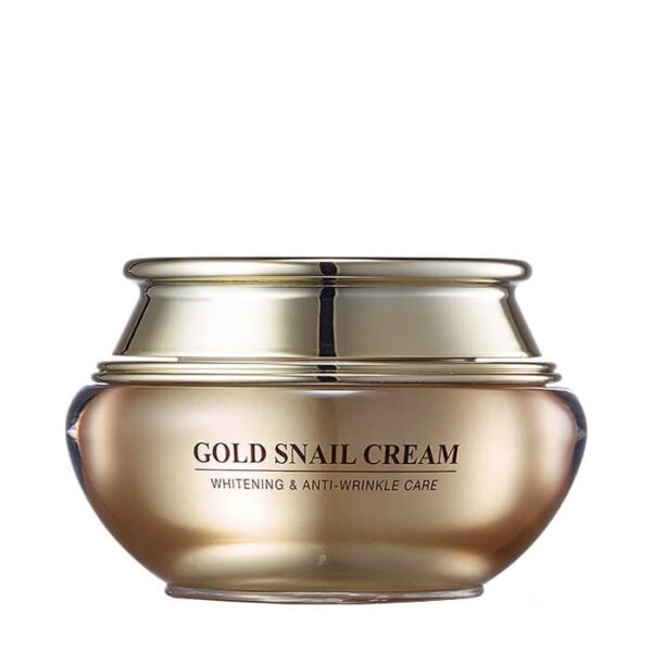 Омолоджуючий та освітлюючий крем для шкіри обличчя з муцином равлика та 24К золотом JG Cosmetics Gold Snail Cream 60ml