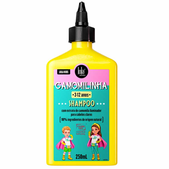 Веганський дитячий шампунь від 3 до 12 років для світлого волосся з екстрактами ромашки та лимону LOLA Kids Shampoo Camomilla 250ml