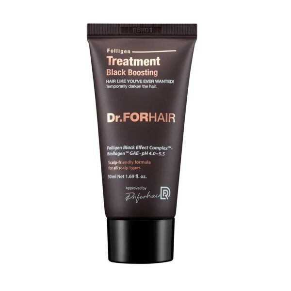 Бальзам-кондиціонер для відновлення кольору сивого волосся із запатентованим комплексом антиоксидантів Dr FORHAIR Folligen Black Treatment 50ml