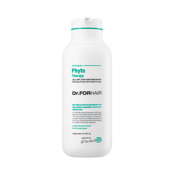Слабокислотний фітотерапевтичний шампунь для чутливої шкіри голови 95% природних компонентів Dr FORHAIR Phyto Therapy Shampoo, 300ml