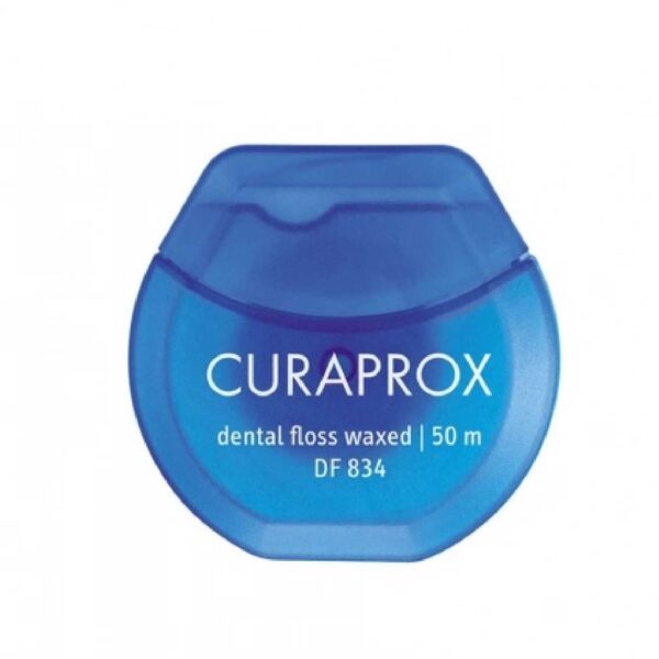 Зубна нитка вощена з ароматом мяти Curaprox dental floss waxed 50m