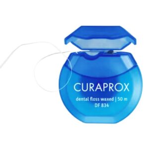 Зубна нитка вощена з ароматом мяти Curaprox dental floss waxed DF834 50m
