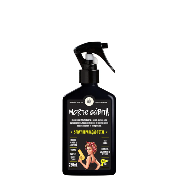 Веганський термозахисний спрей для пошкодженого волосся з екстрактами алоє та зеленого чаю Lola Cosmetics Spray Morte Subita Reparacao Total 250ml