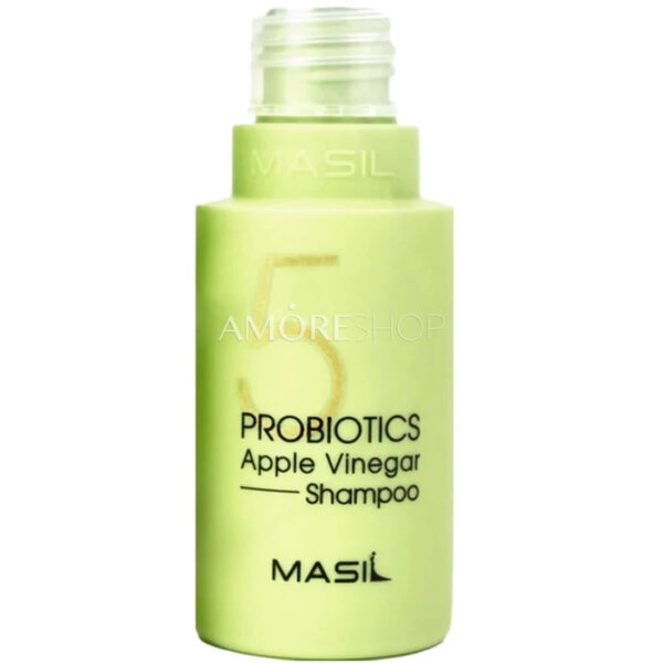 Безсульфатний шампунь для чутливої шкіри голови з лактобактеріями, яблучним оцтом та рослинними екстр Masil 5 Probiotics Apple Vinegar Shampoo 50 ml